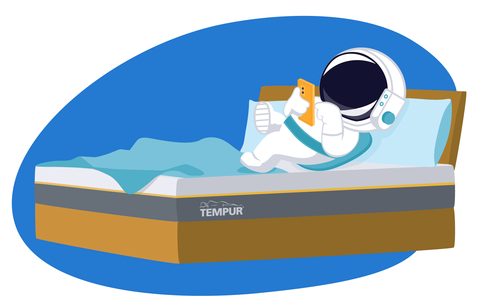 Astronauta deitado na cama